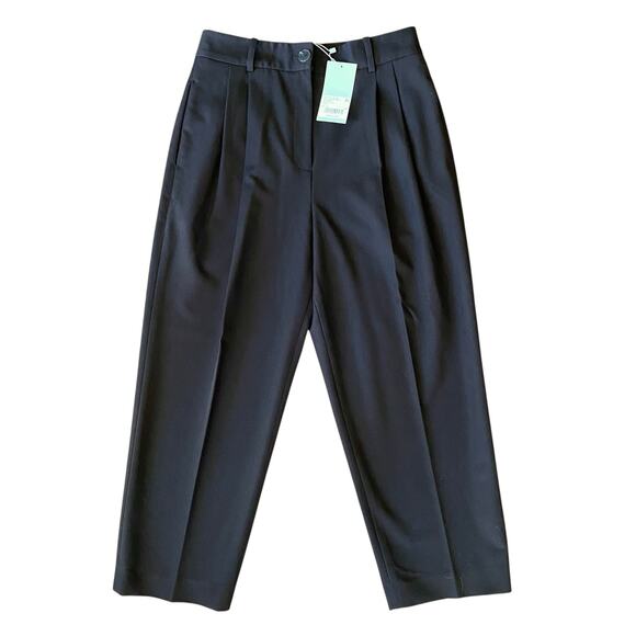 Antonio Melanie Ponte Emery Trouser Pants Sz 8 Black Pleated High Waisted Ankle - Picture 1 of 8